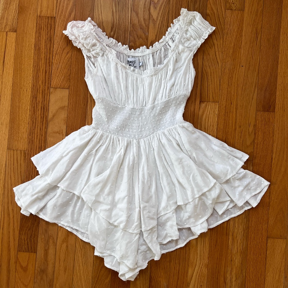 White Ruffle Romper - Picture 2 of 6